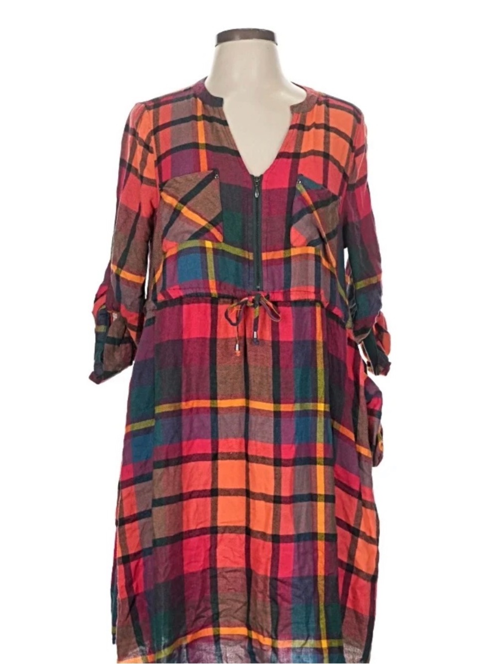 torrid Multicolor Plaid V-Neck Tie-Waist Midi Dress 2x